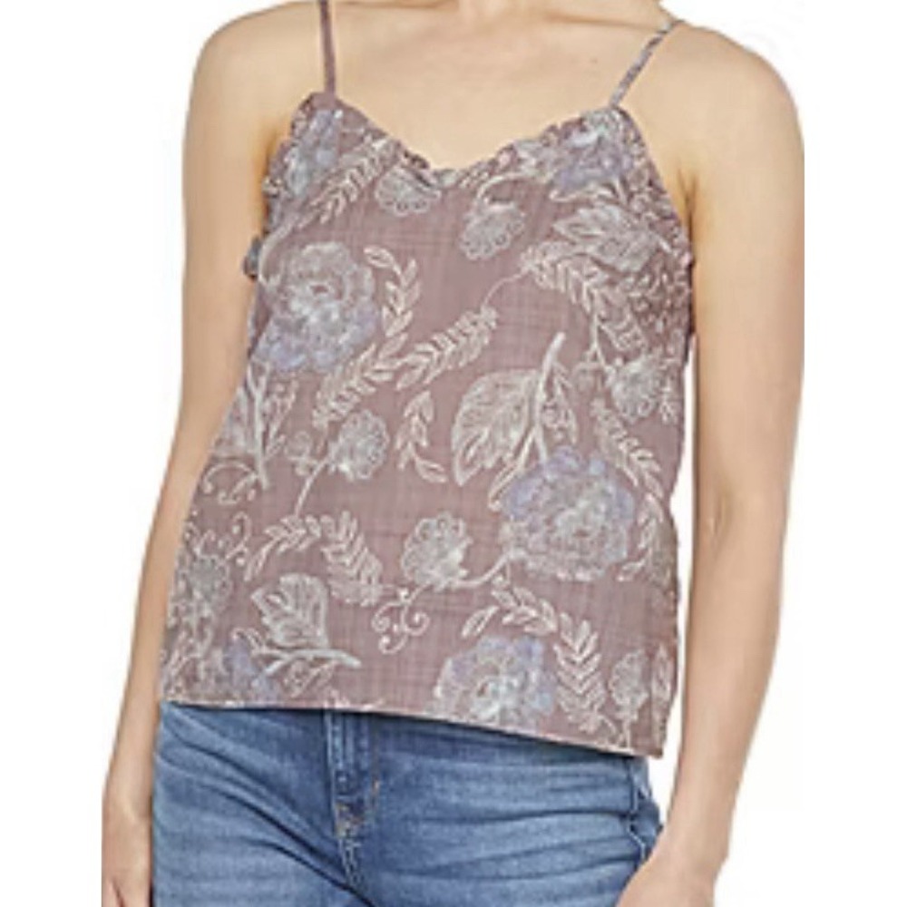 Ana sweetheart, neck tank‎ top Nova Floral Brown Blue Misses XXL NWT